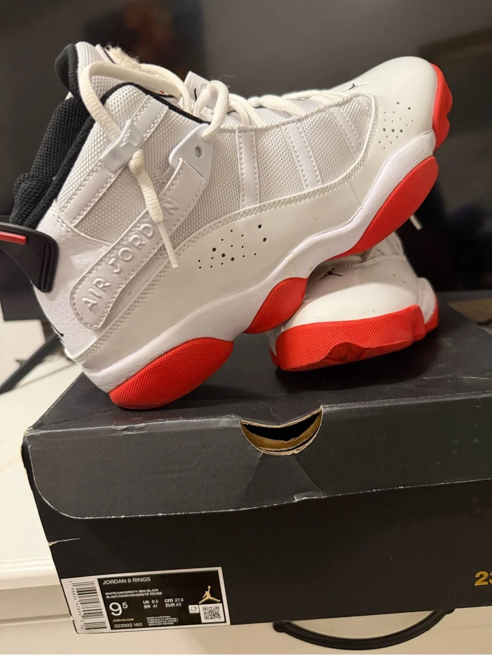 Jordan White and Red Men’s Retro Basketball Sneakers worn twice like new